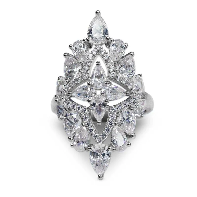 Frosty Glow Zircon Silver Ring