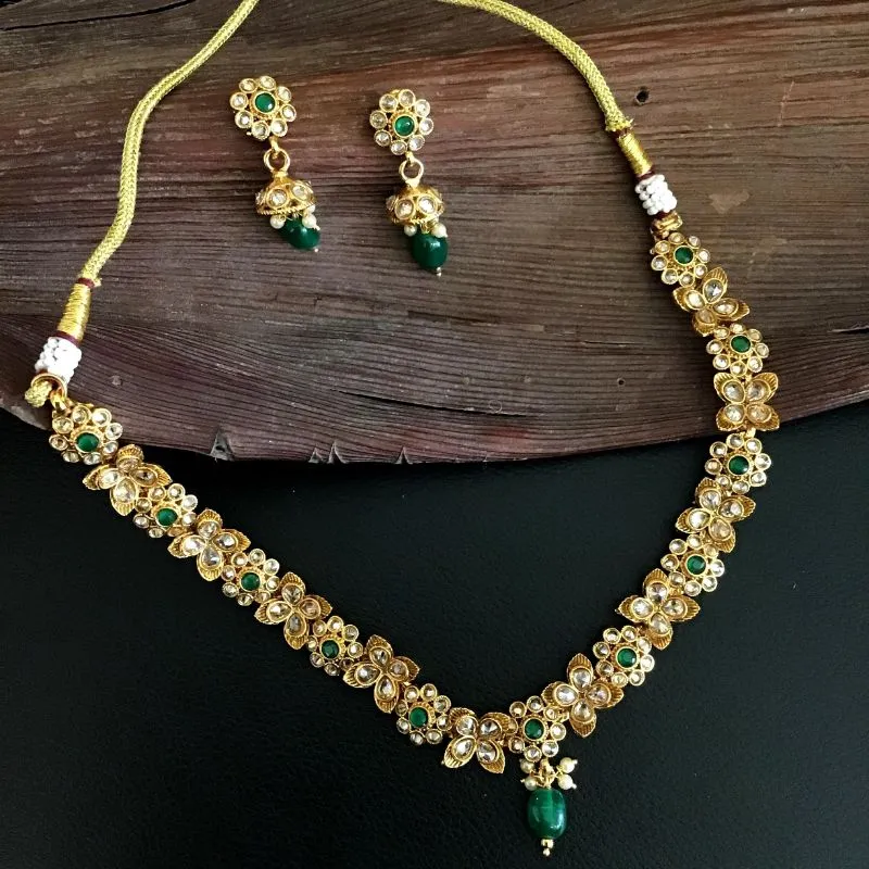 Green Gold Look Necklace Set 7843-1571