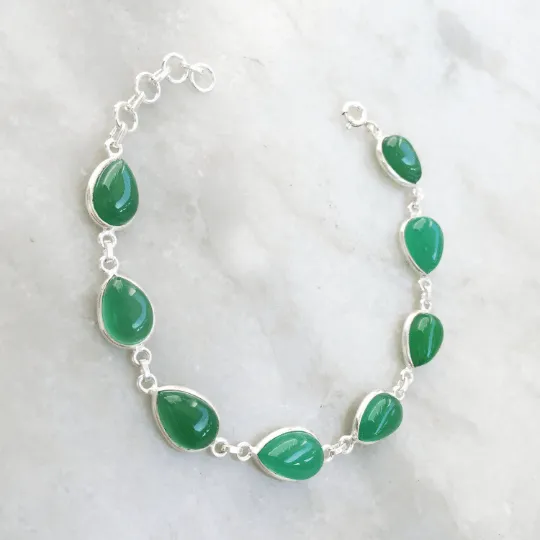 Green Onyx Silver Bracelet