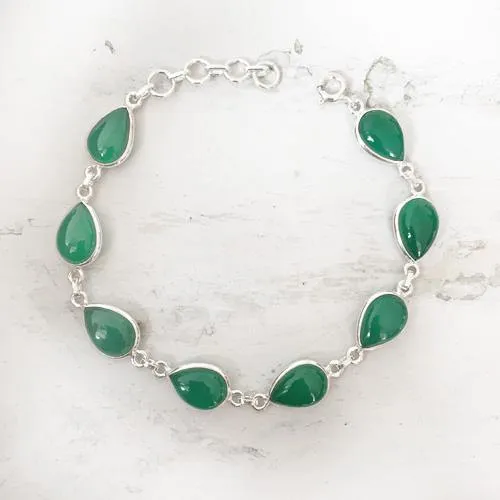 Green Onyx Silver Bracelet
