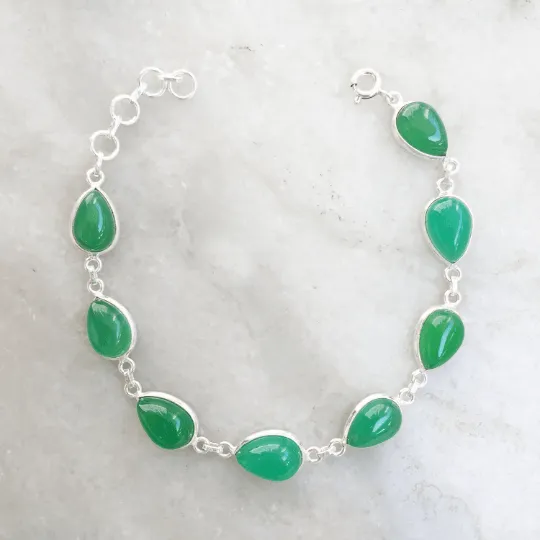 Green Onyx Silver Bracelet