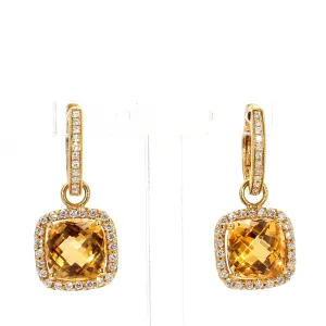 Honey Citrine & Diamond Drop Earrings