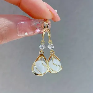 Kim- Vintage Opal Gold Earrings