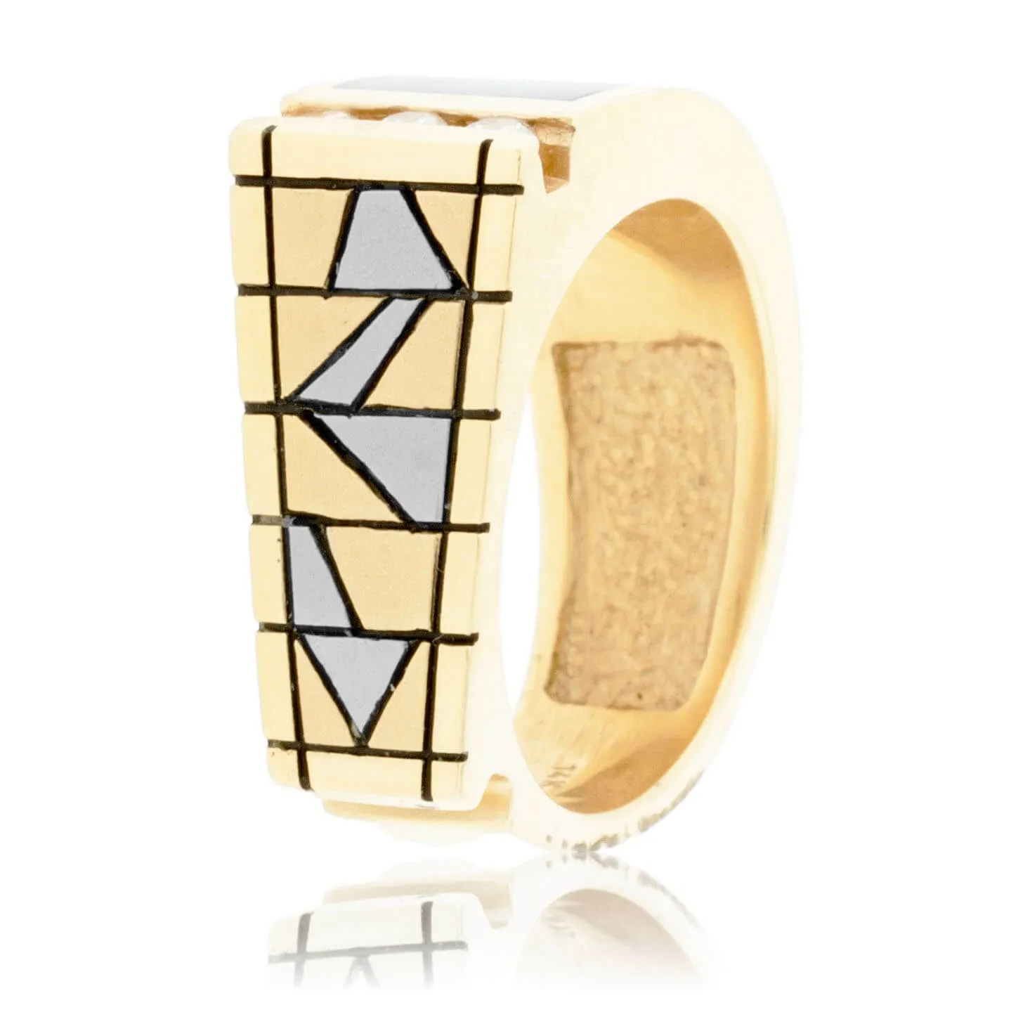 Lapis Inlay Santa Fe Style Ring with Diamond Accents