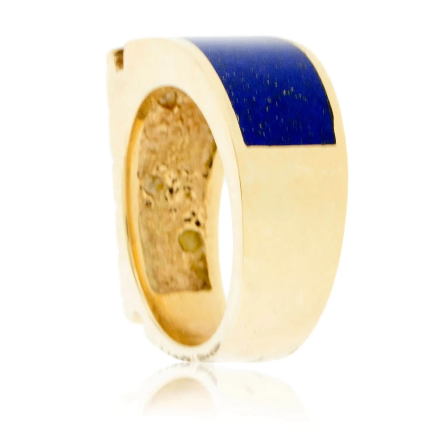 Lapis Inlay Santa Fe Style Ring with Diamond Accents