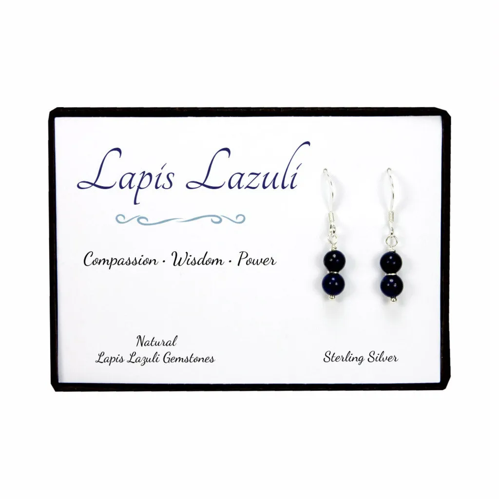 Lapis Lazuli Gemstone Dangle Earrings in Sterling Silver