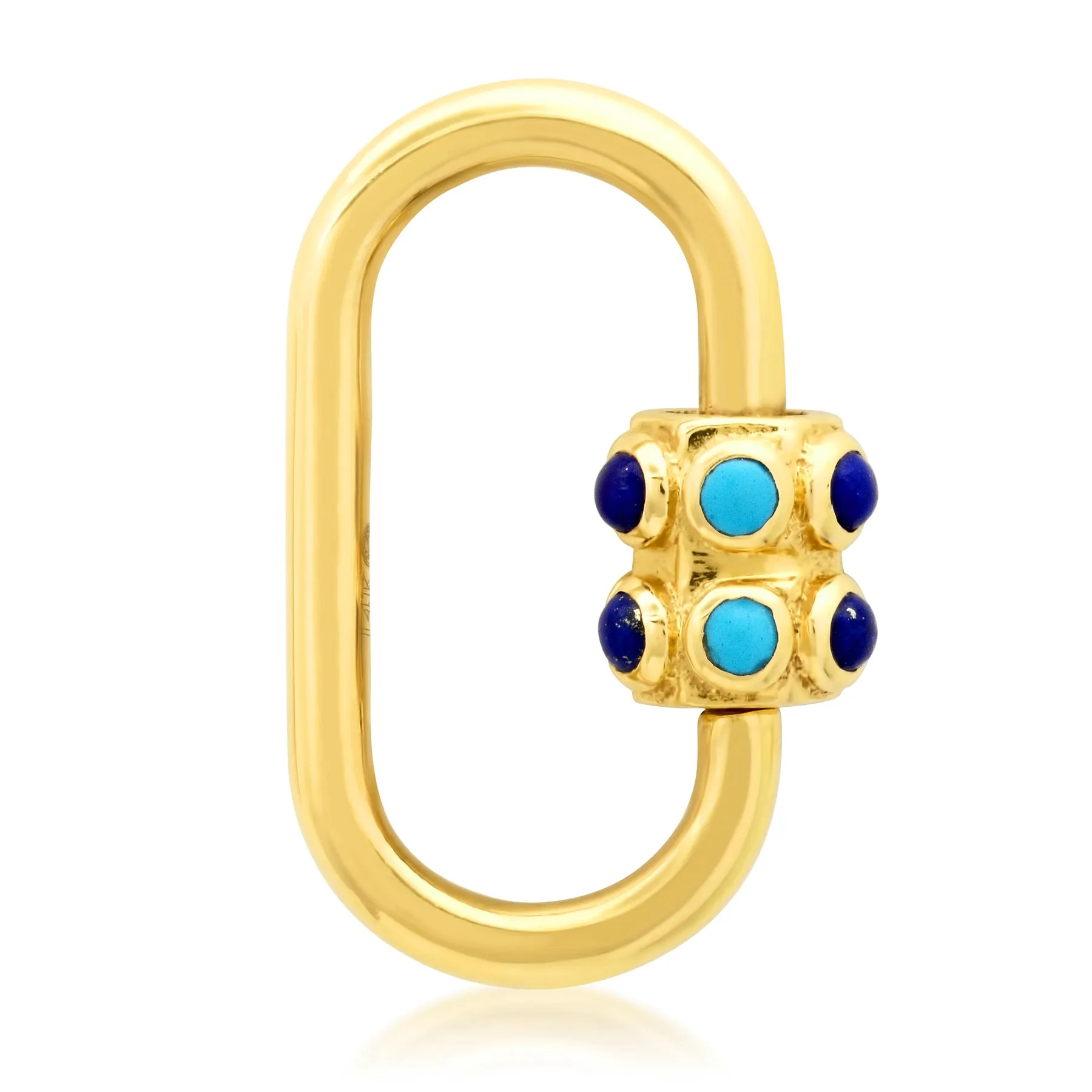 Lapis Turquoise Barrel Enhancer 14kt Gold