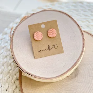 Moon Studs | Bleached Coral Braid