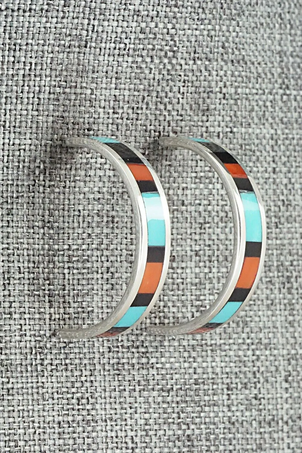 Multi Stone Inlay & Sterling Silver Earrings - Robin Chavez