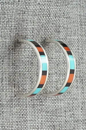 Multi Stone Inlay & Sterling Silver Earrings - Robin Chavez