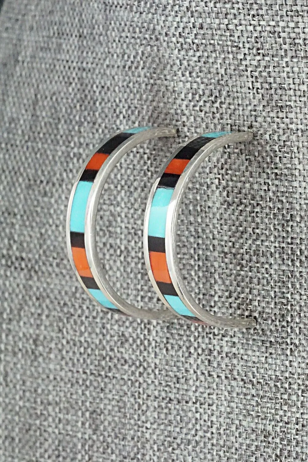 Multi Stone Inlay & Sterling Silver Earrings - Robin Chavez