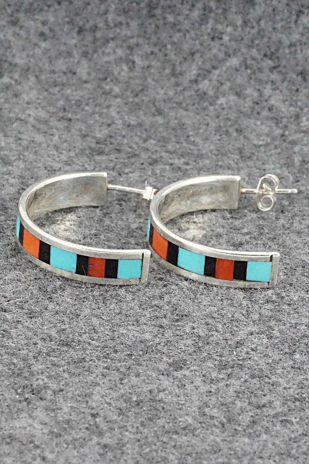 Multi Stone Inlay & Sterling Silver Earrings - Robin Chavez