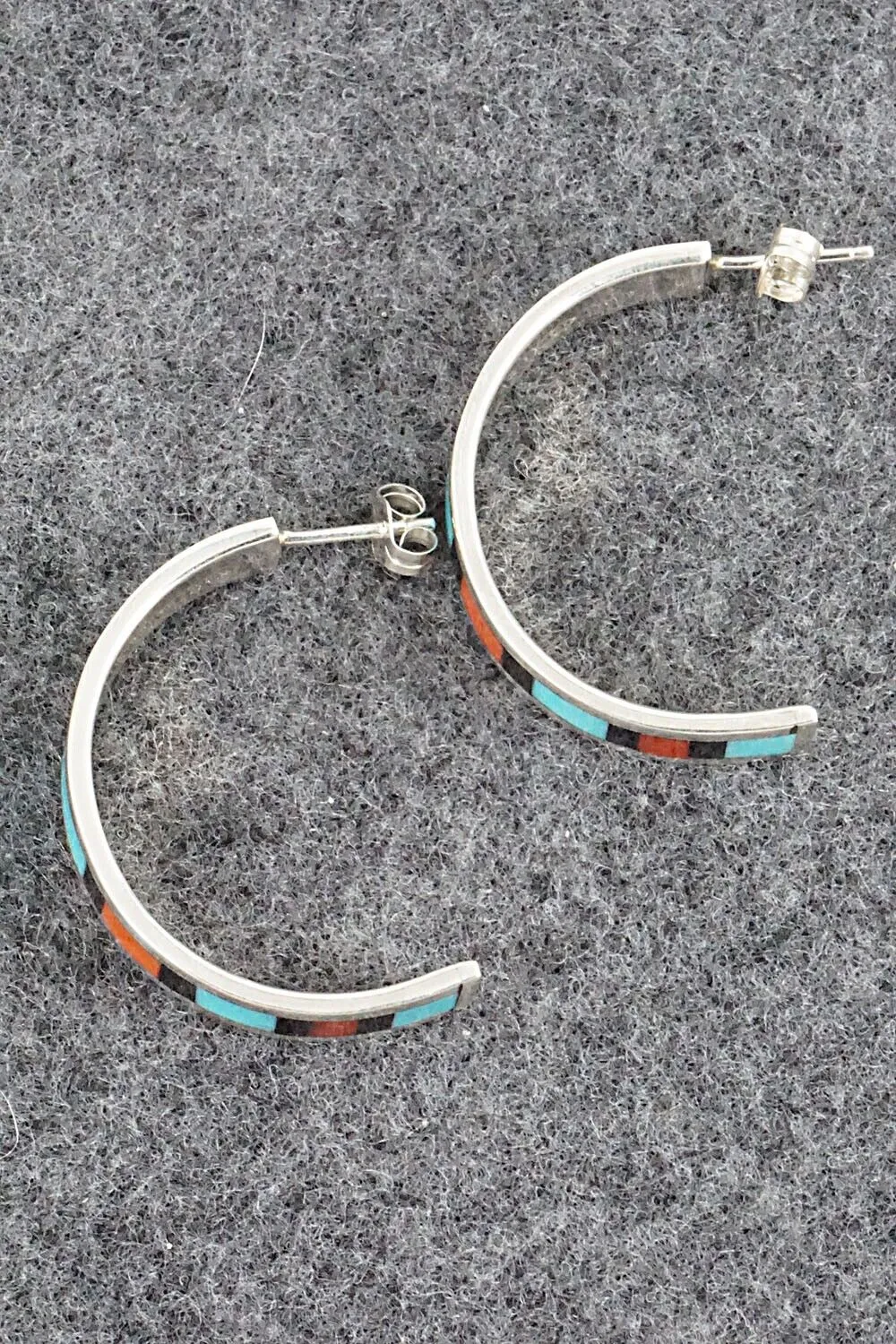 Multi Stone Inlay & Sterling Silver Earrings - Robin Chavez