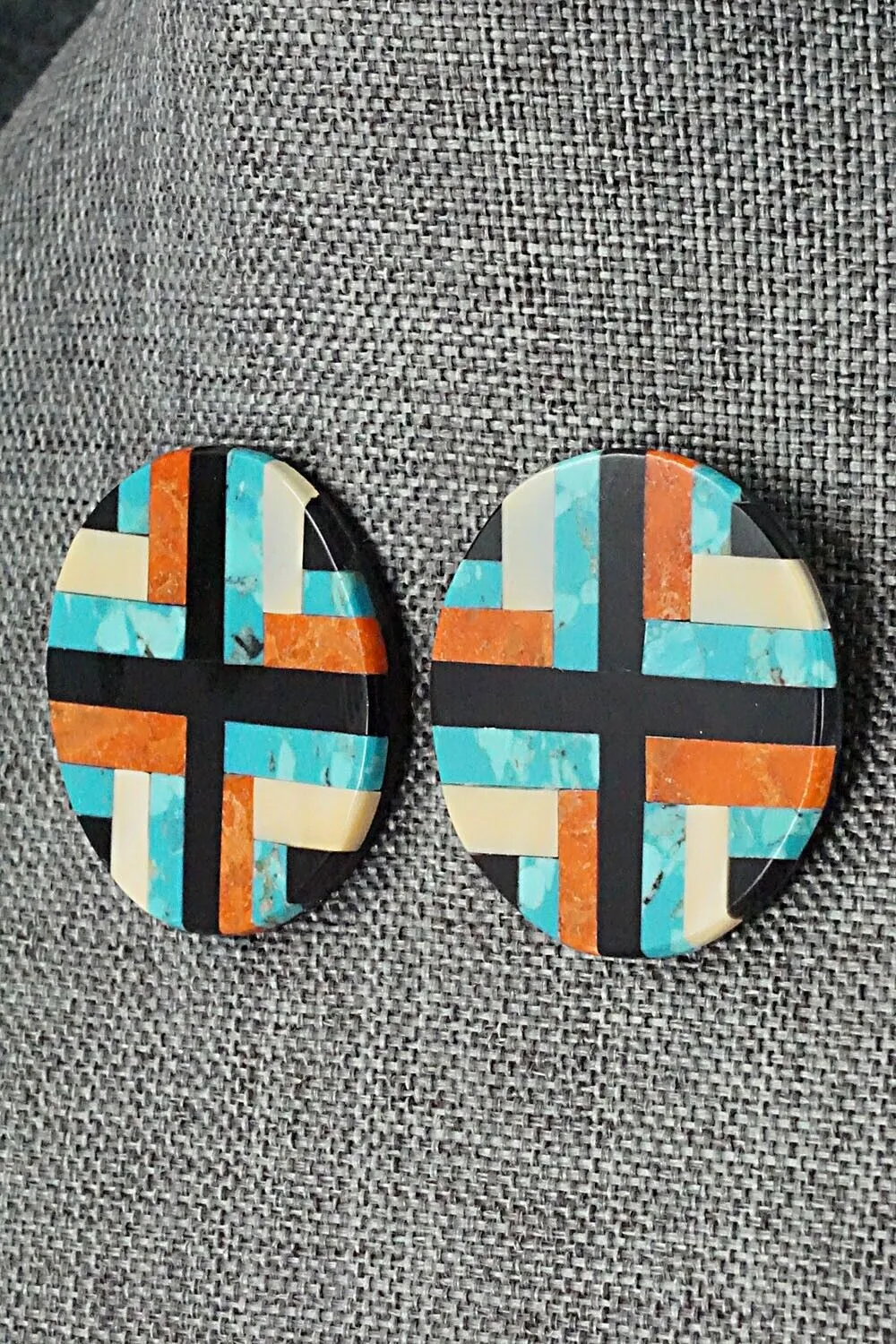 Multi Stone Inlay Earrings - Chaslyn Crespin