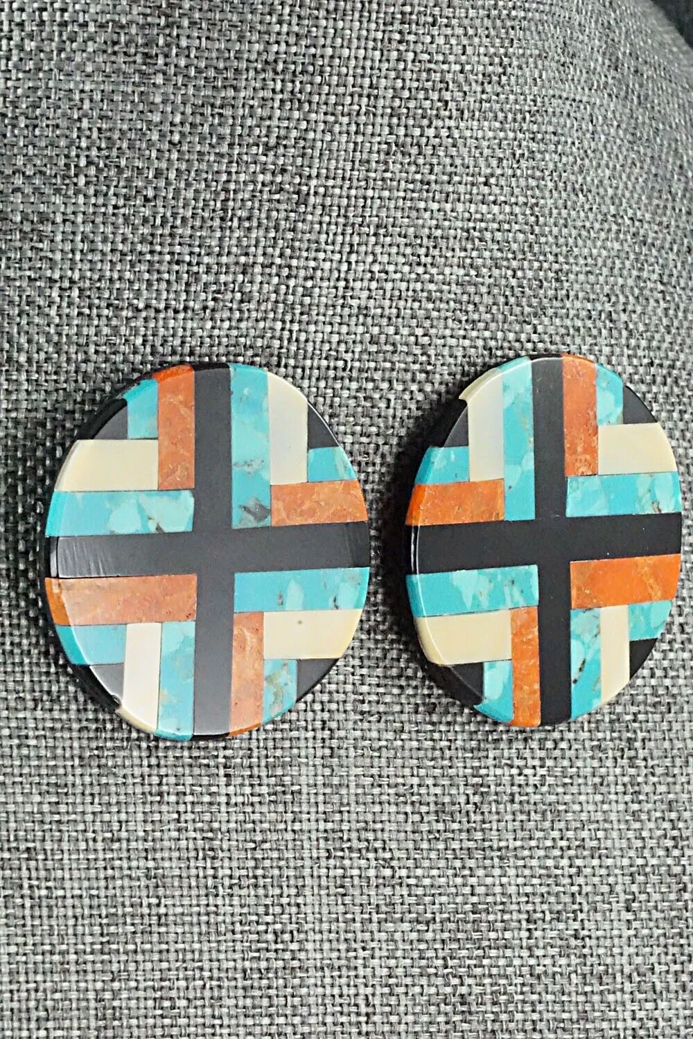 Multi Stone Inlay Earrings - Chaslyn Crespin