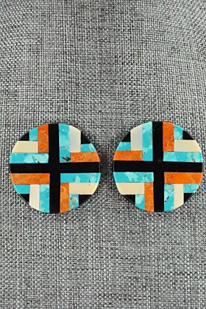 Multi Stone Inlay Earrings - Chaslyn Crespin