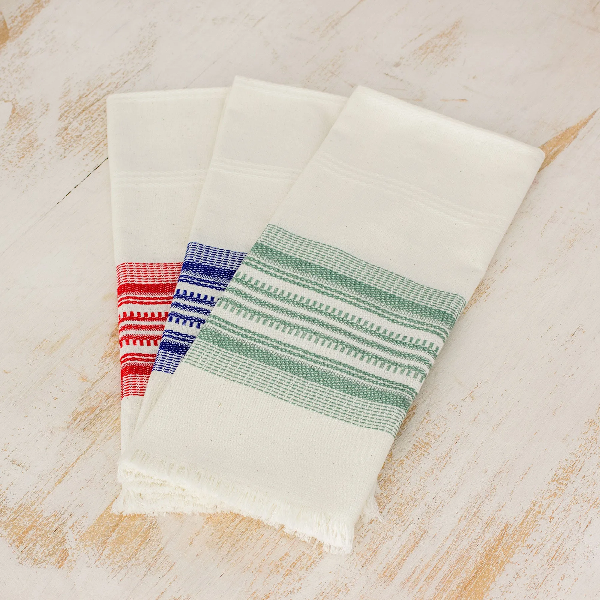 Multicolor 100% Cotton Dishtowels (Set of 3) - Village Fiesta | NOVICA