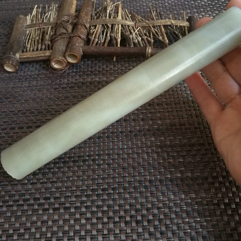 Natural Kunlun Jade Rough Nephrite Raw (327g,20X2.65cm)