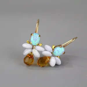 Opal Blue Lace Agate Bee Earrings