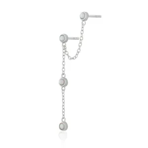 Opal Chandelier Stud Single Earring - Silver - SPS-319