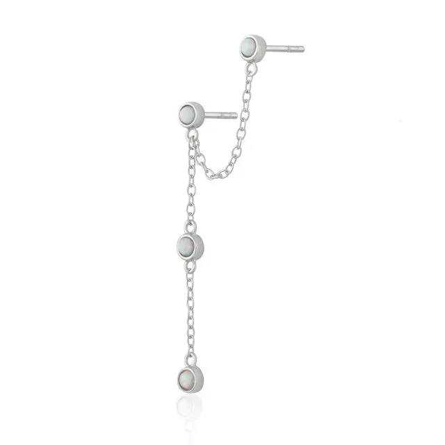 Opal Chandelier Stud Single Earring - Silver - SPS-319