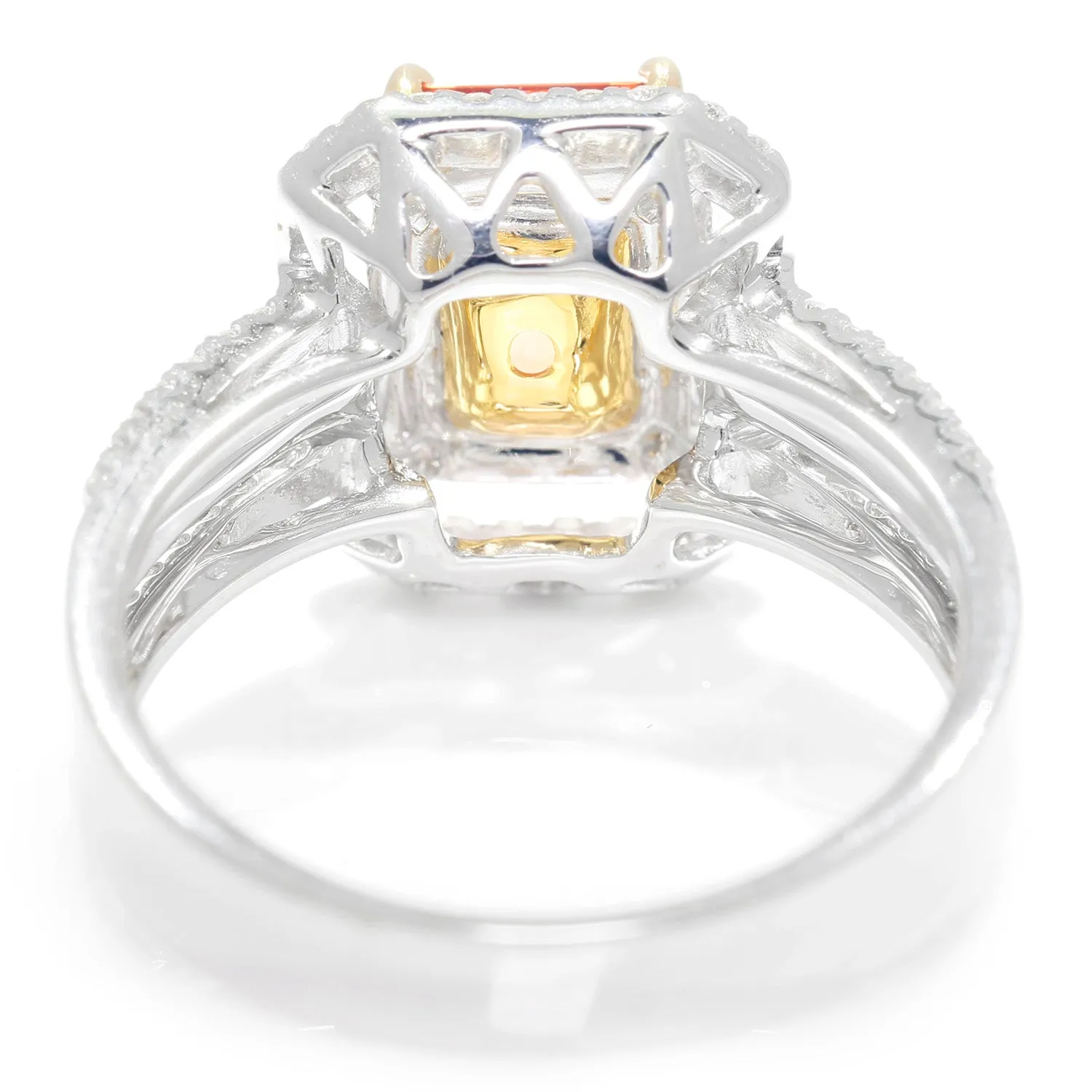 Orange Topaz Double Halo Ring with Diamonds 18K White Gold