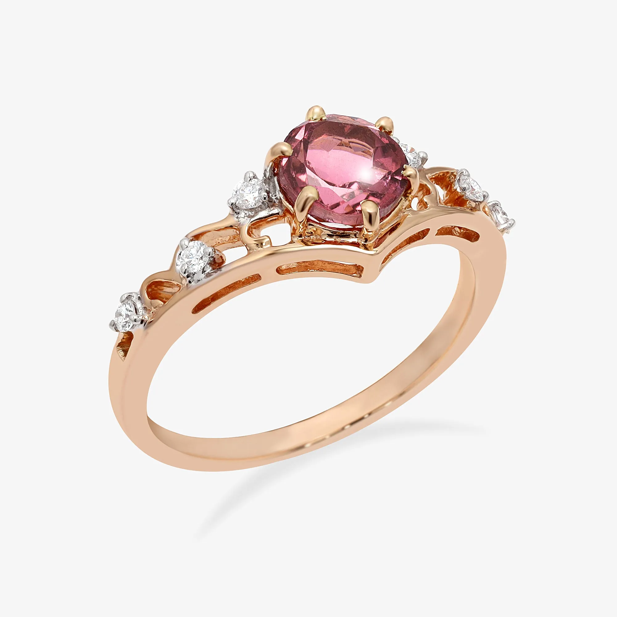 Pink Tourmaline Diadem Ring