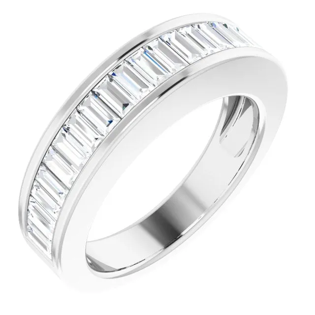 Platinum 1 CTW Baguette Diamond Anniversary Band