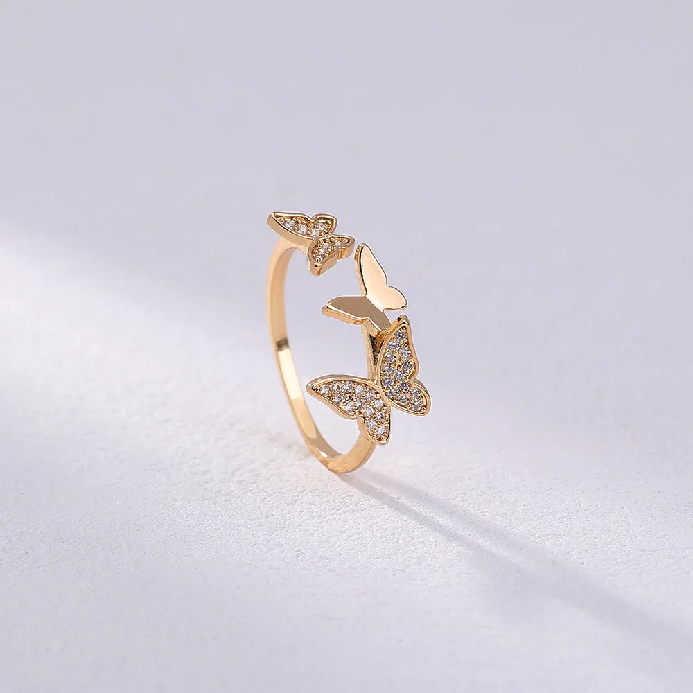 R655 - Inlaid Butterfly Zircon Ring