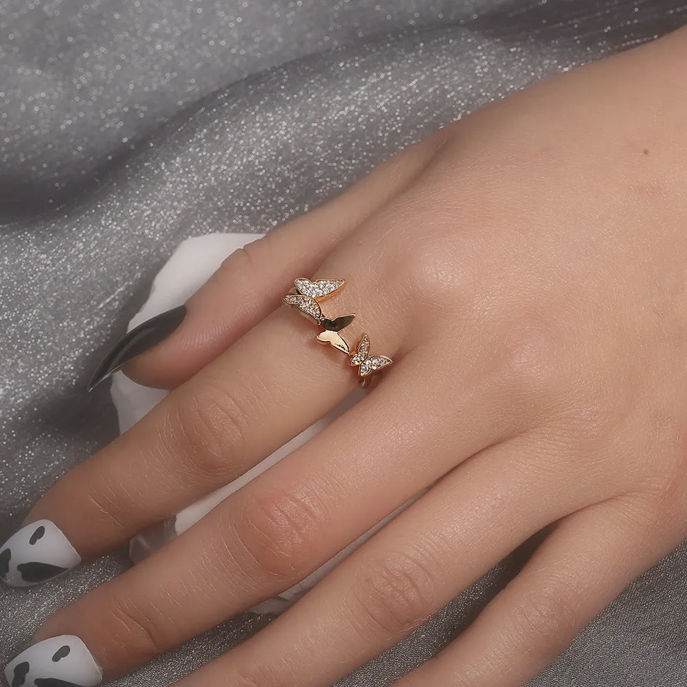 R655 - Inlaid Butterfly Zircon Ring