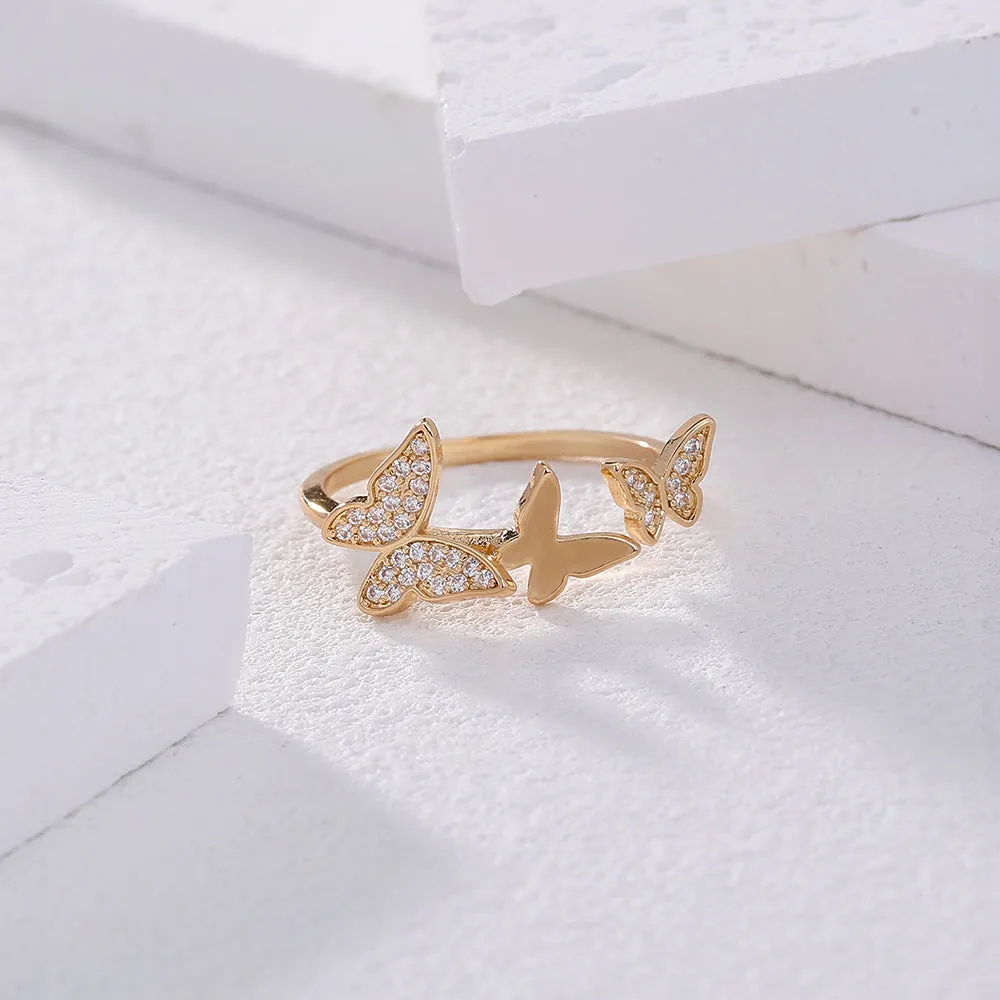 R655 - Inlaid Butterfly Zircon Ring