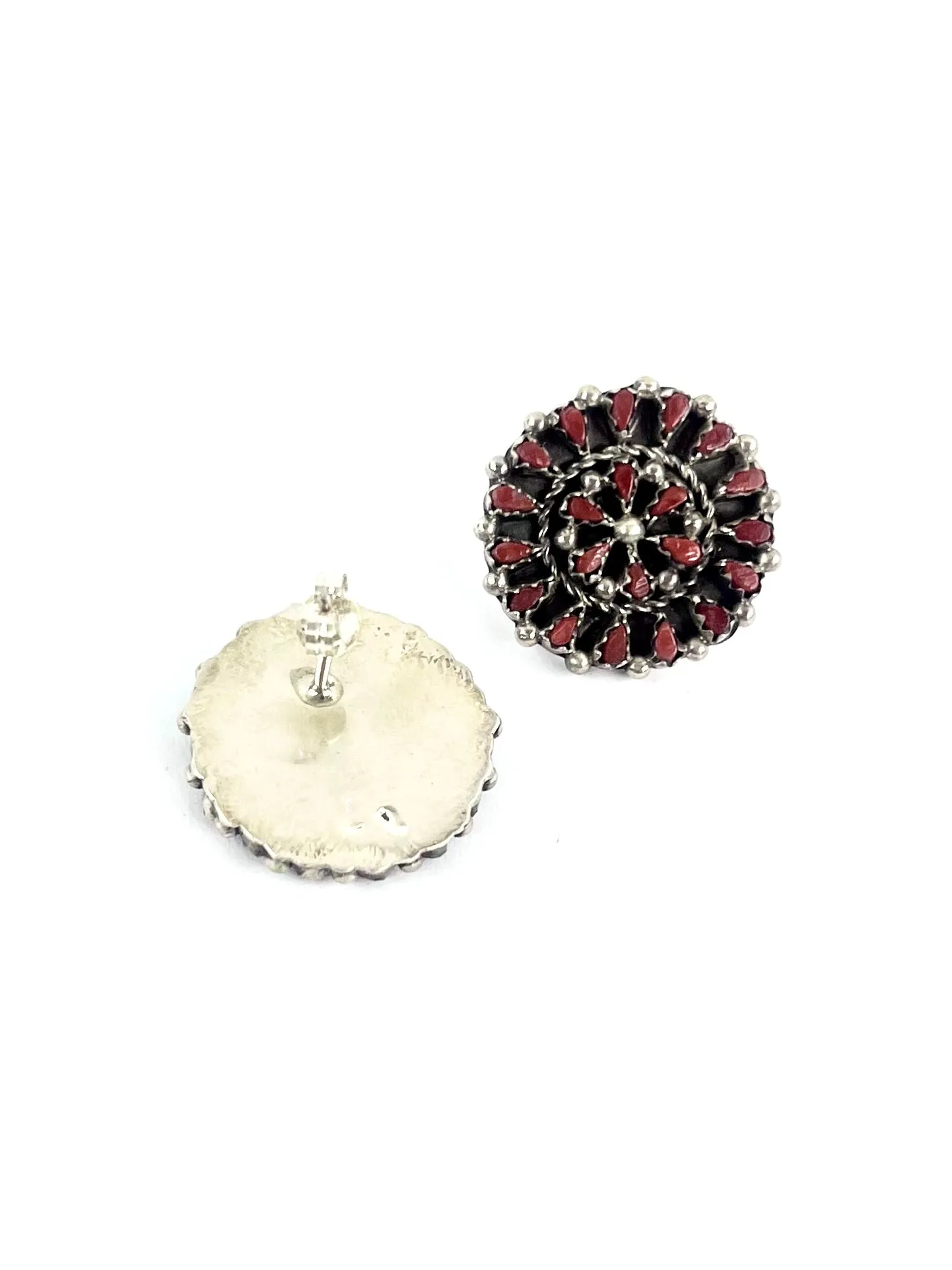 Red coral inlay studs