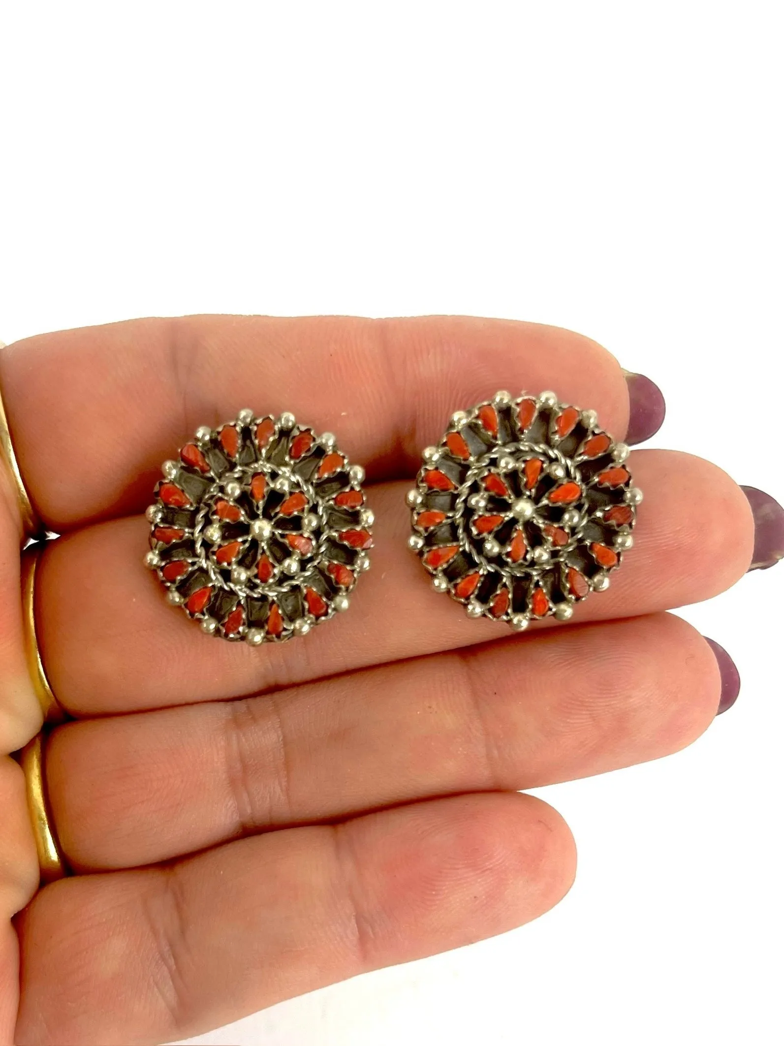 Red coral inlay studs