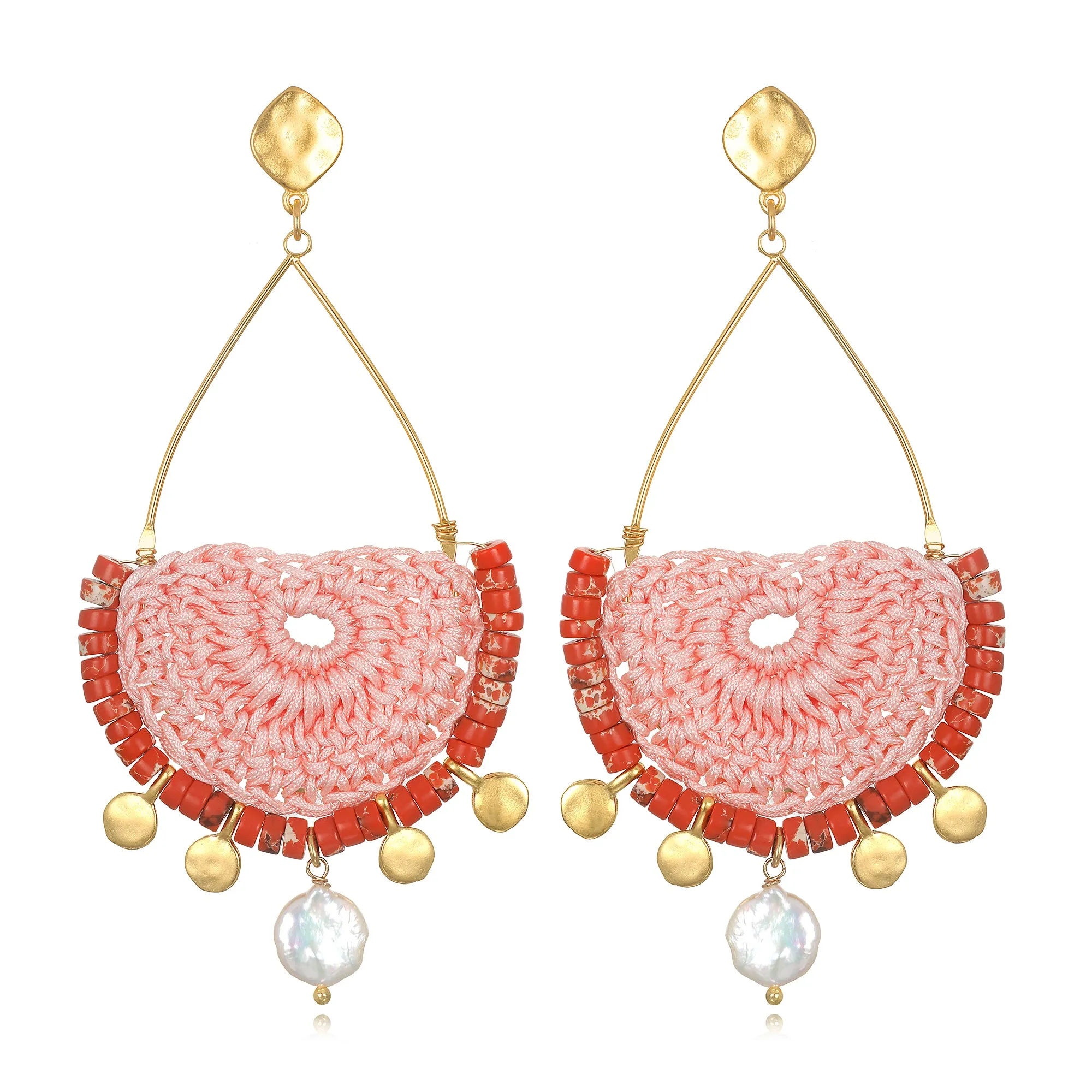 Rhodes Statement Earrings-Coral