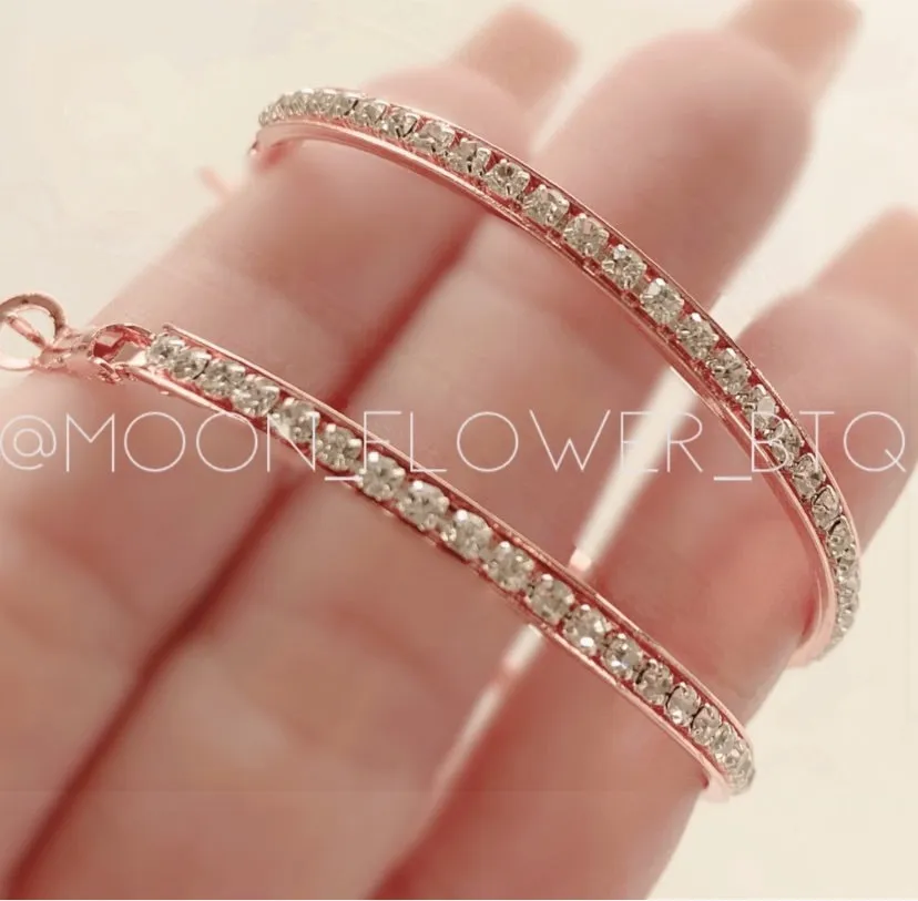 Rose Gold CZ Hoop Earring
