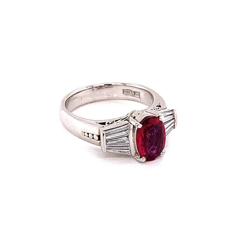 Ruby Diamond Platinum Ring