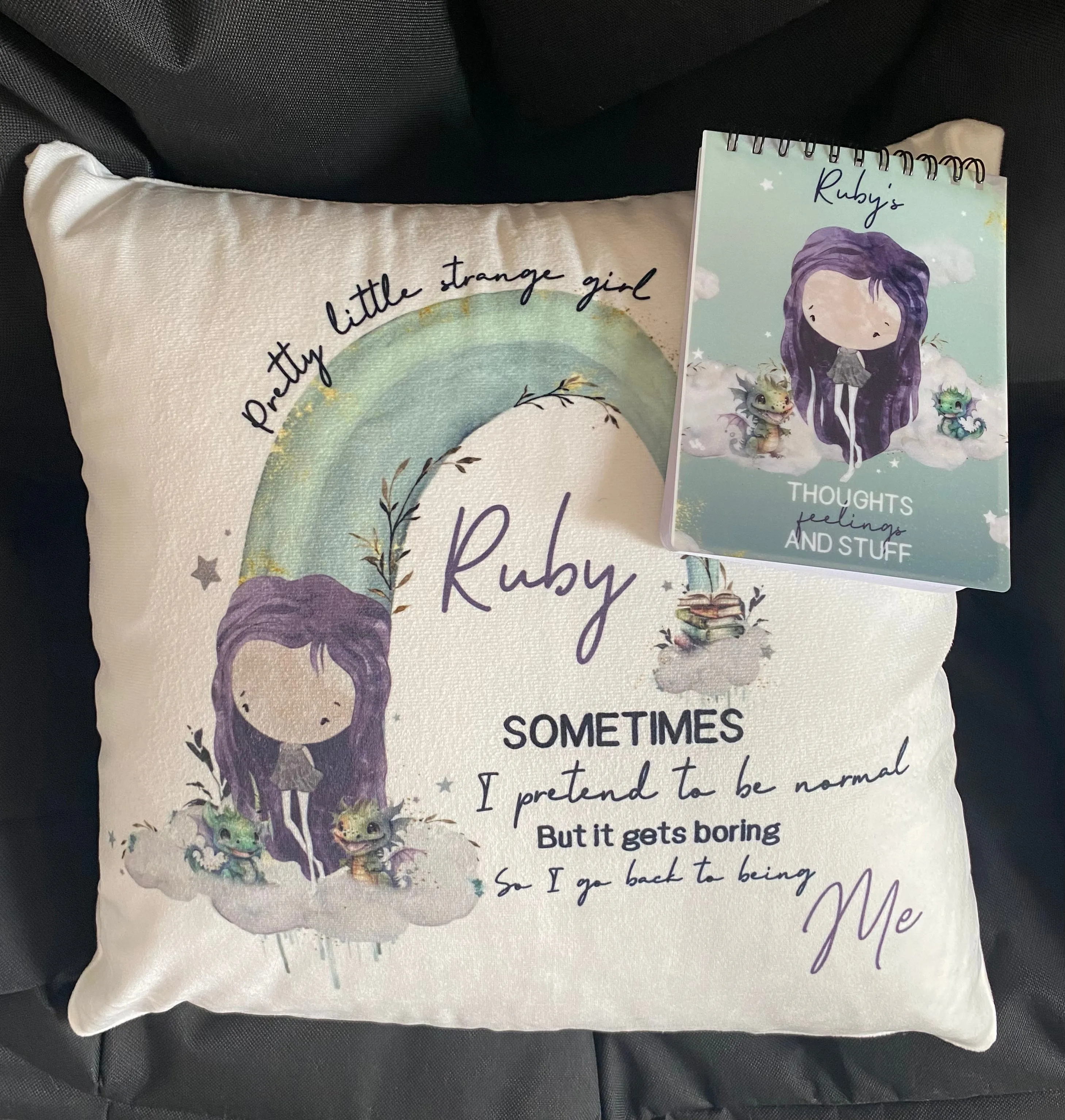 Ruby Girl Rainbow Cushion