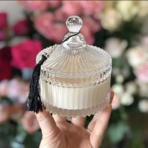 Ruya's Handcrafts Lunar Bliss Jar Lapis Lazuli Stone | Enhancing Alignment with Desired Outcomes Therapy Candles | Depression Buster Candles (Amber Feels)