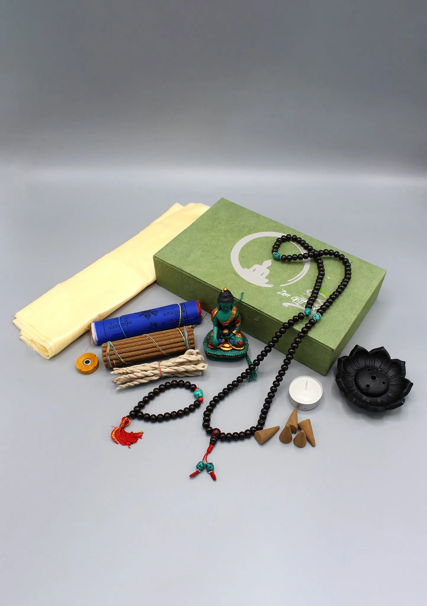 Shakyamuni Buddha Statue, Mala and Incense Buddhist Zen Gift Box