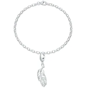 Silver Feather Charm Bracelet