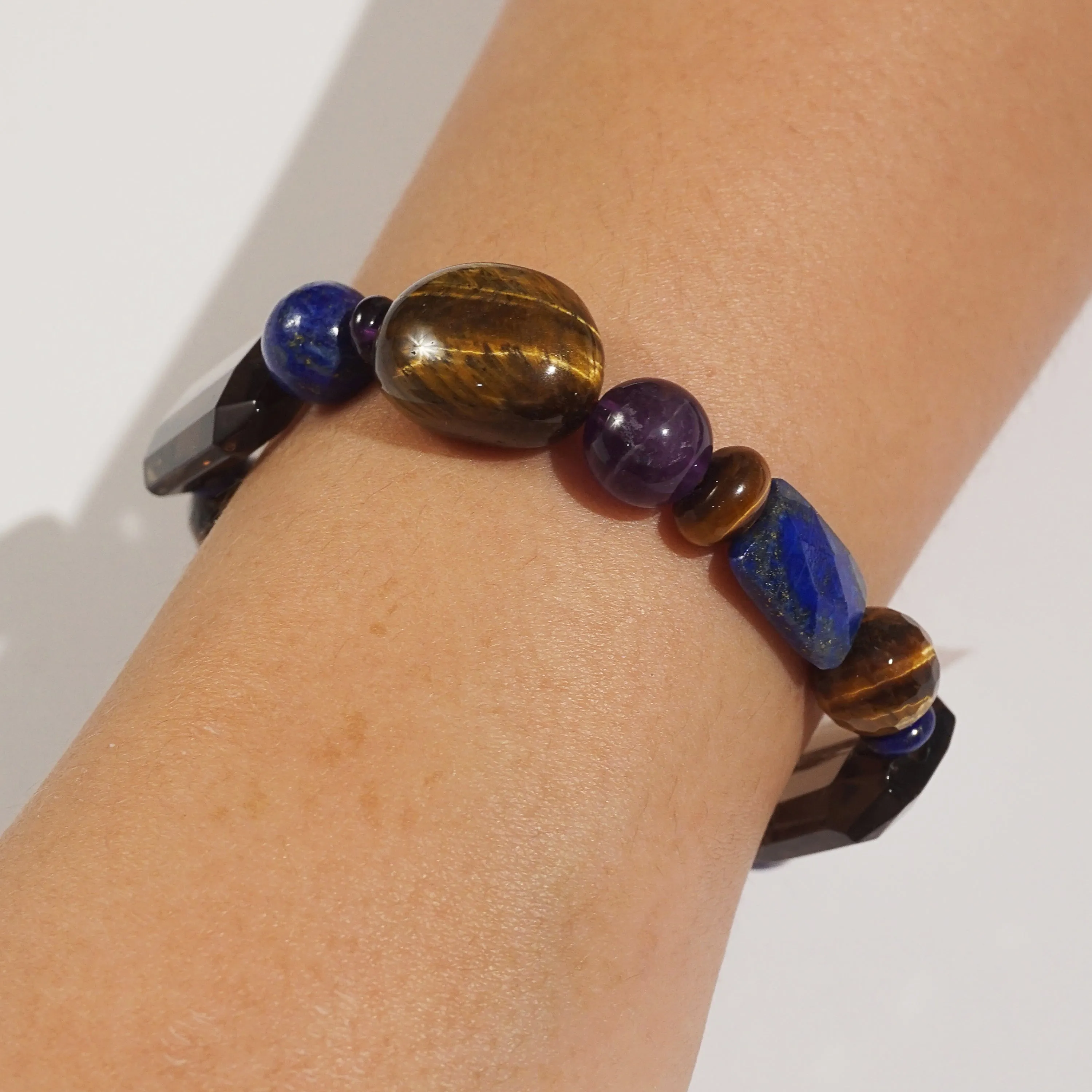 Smoky Quartz, Lapis Lazuli, Amethyst Mixed Gemstones