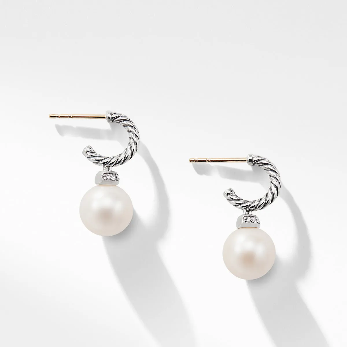 Solari Hoop Earrings with Diamond and Freshwater Pearl