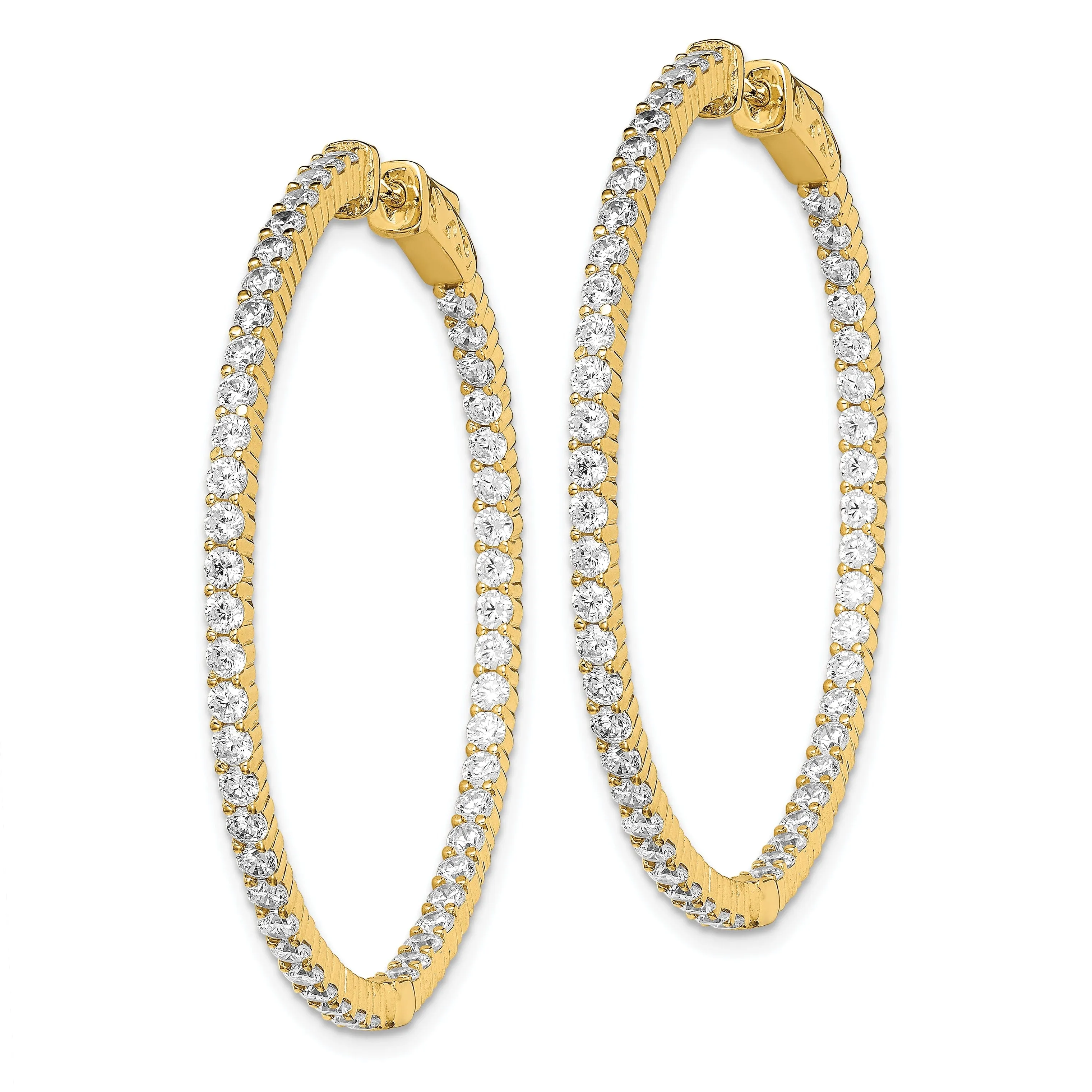 Sterling Silver 100 Stone CZ Hoop Earrings