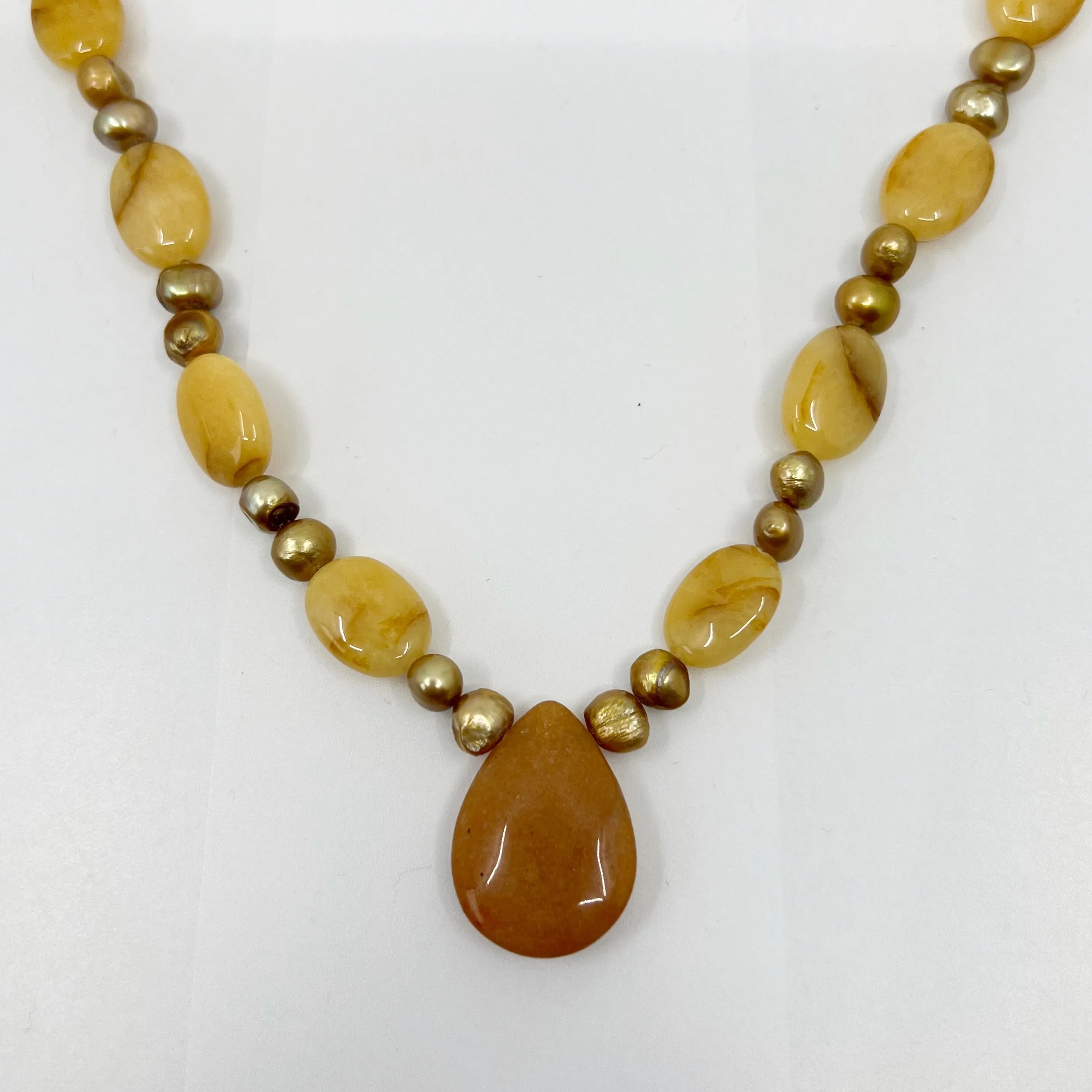 Sterling silver cultured pearl & aragonite bead necklace