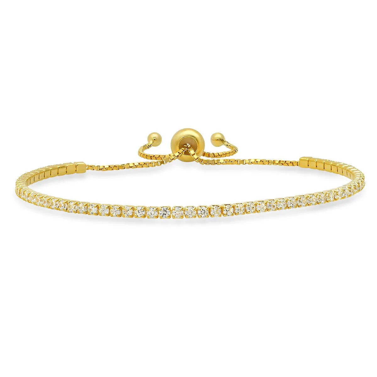 Sterling Silver Petite CZ Adjustable Bracelet