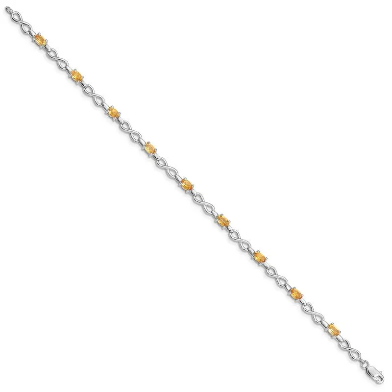 Sterling Silver Rhodium-plated Citrine Bracelet QX837CI