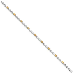 Sterling Silver Rhodium-plated Citrine Bracelet QX837CI