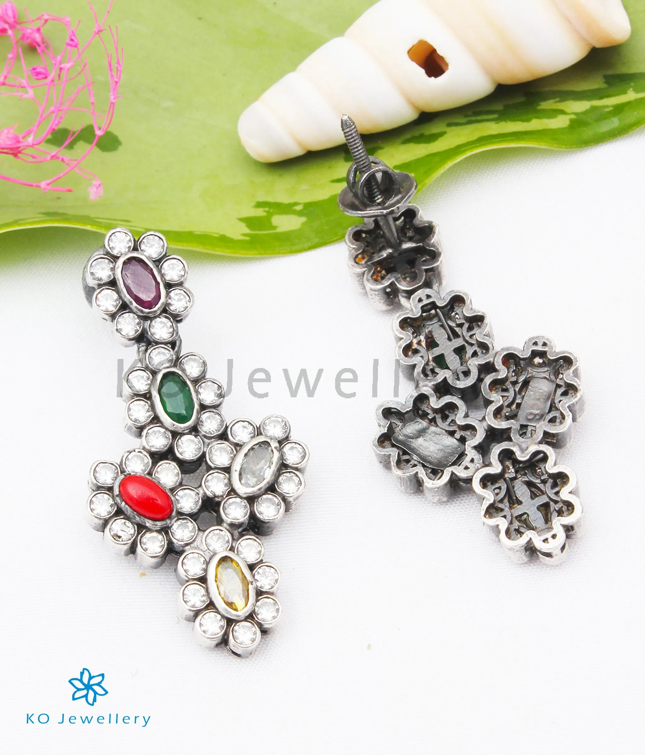 The Kaustubha Silver Earrings