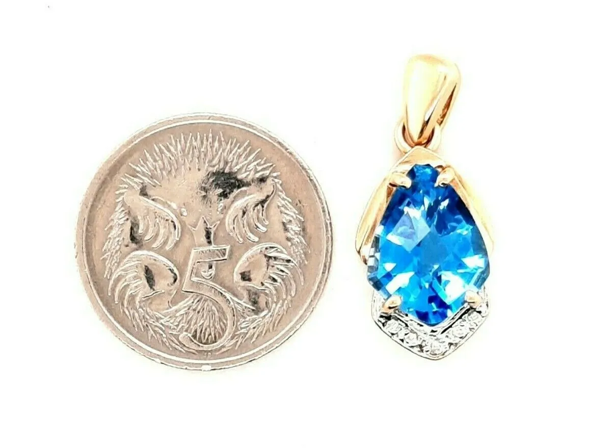 Topaz & Diamond 9ct Yellow Gold Pendant Fine Jewellery