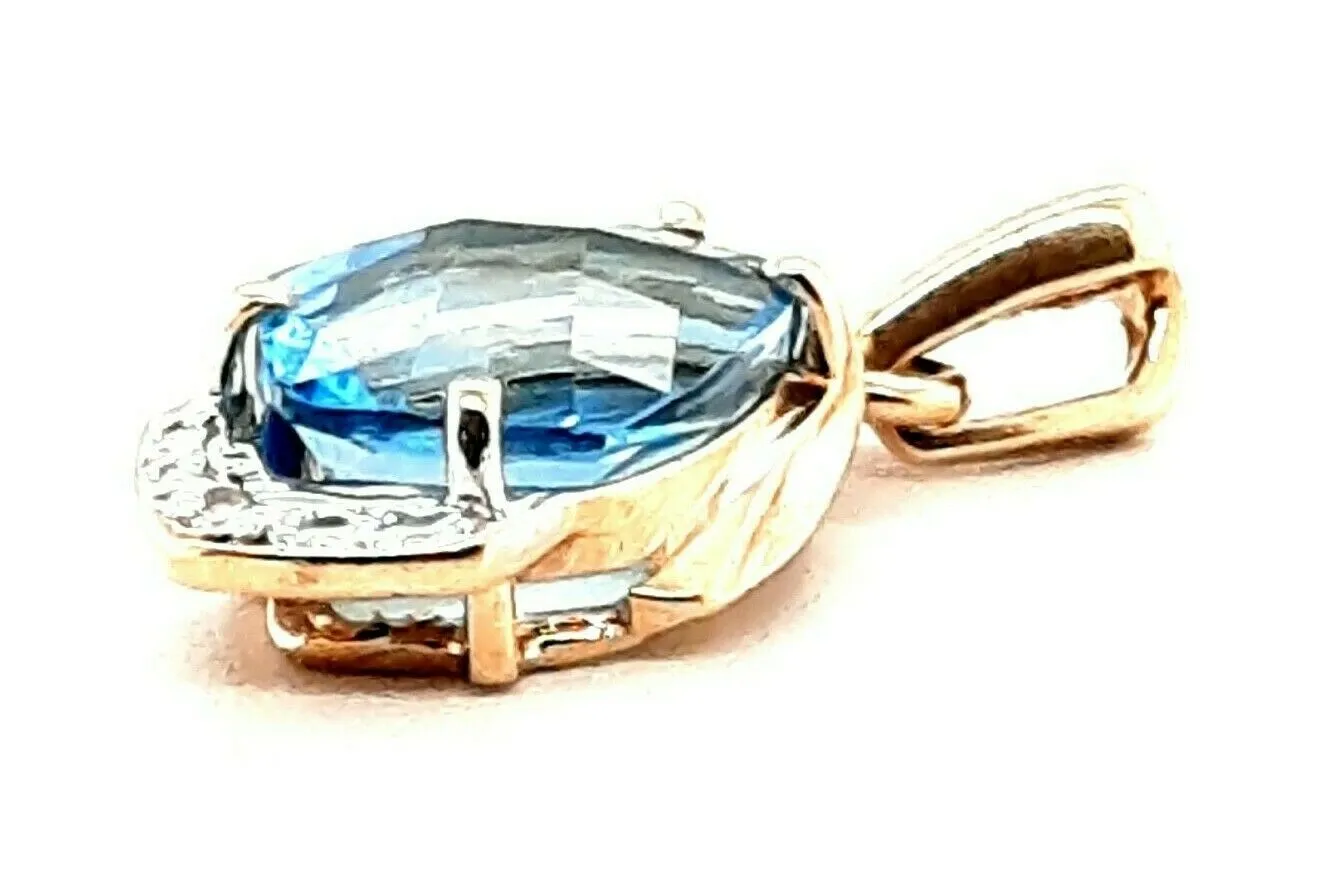 Topaz & Diamond 9ct Yellow Gold Pendant Fine Jewellery